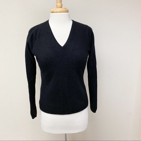 Evelyn Grace 100% Cashmere V-Neck Sweater Black M - Picture 1 of 7